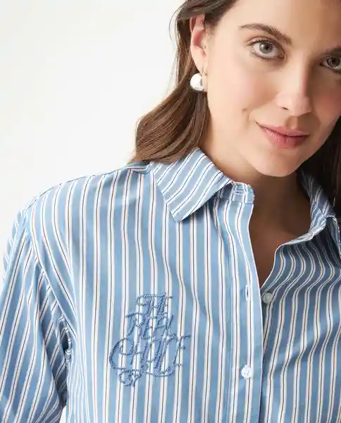 Camisa Striped Poplin Azul Provincial Medio Talla M Chevignon