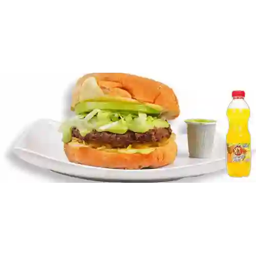 Combo Hamburguesa de Res + Hit Naranja Piña 500 ml