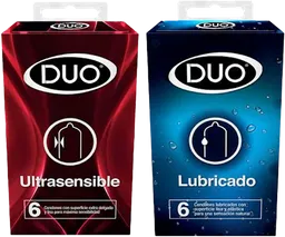 Combo Condones DUO Lubricado x 6 y DUO Ultrasensible x 6