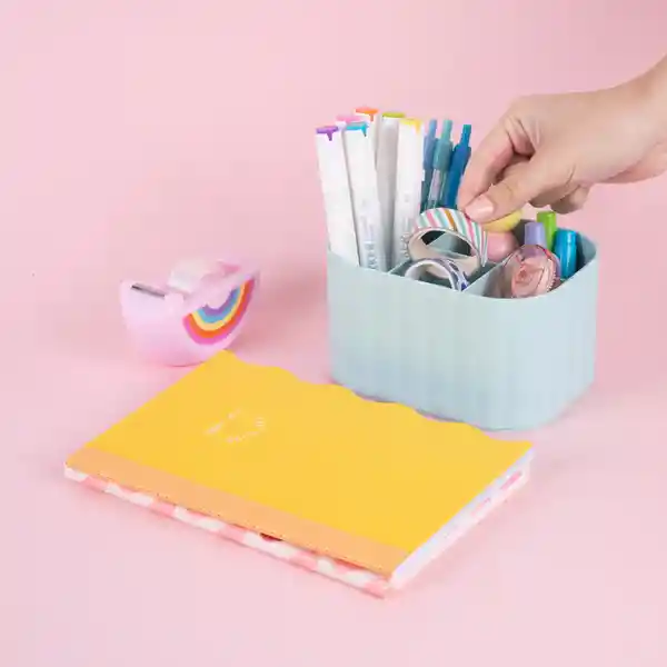 Organizador Plástico Compartimento Alta Macaron Azul Miniso