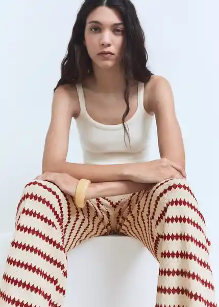 Pantalón Nati Rojo Talla L Mujer Mango
