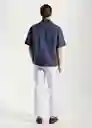 Camisa Luz Navy Talla L Hombre Mango