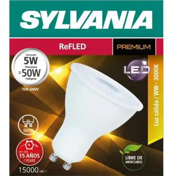 Sylvania Bombillo Led Luz Cálida 380 Lúmenes 5W GU10