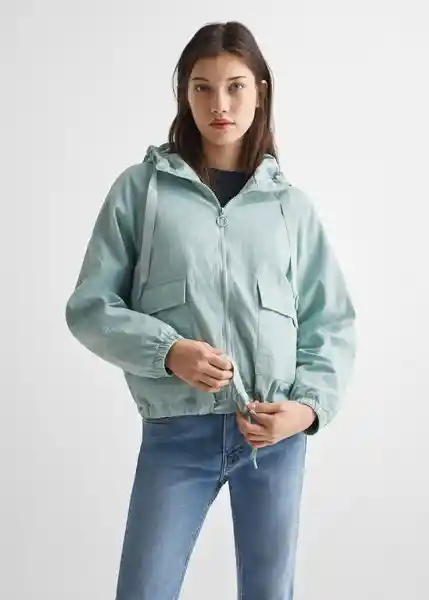 Chamarra Parka Niñas Celeste Talla 22 Mango