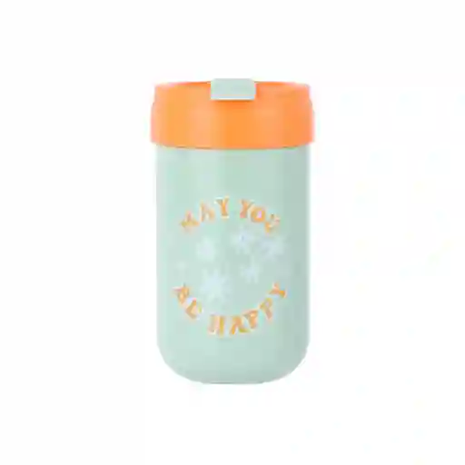 Botella Con Tapa Abatible de Serie Letters Verde 400 mL Miniso