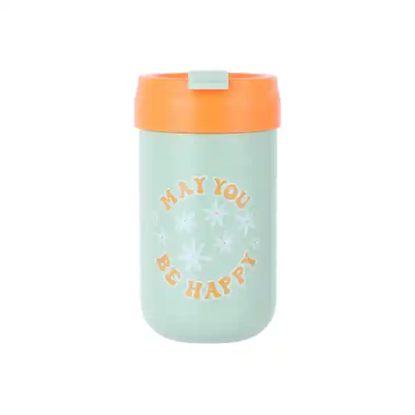 Botella Con Tapa Abatible de Serie Letters Verde 400 mL Miniso