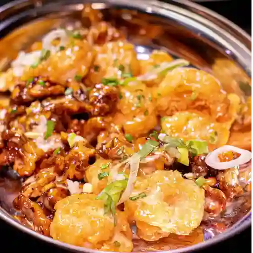 Camarones con nueces y miel