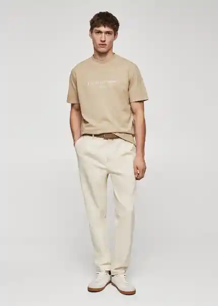 Camiseta Crew Beige Talla M Hombre Mango