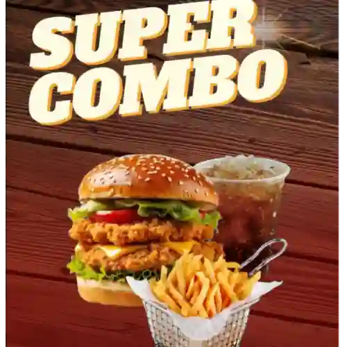 Burguer Doble Pollo Crispy + Papas + Tè