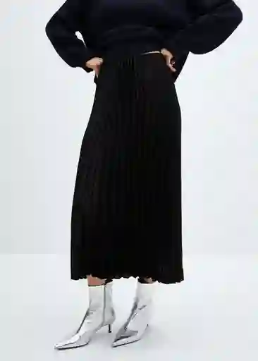 Falda Plisado Negro Talla XL Mujer Mango