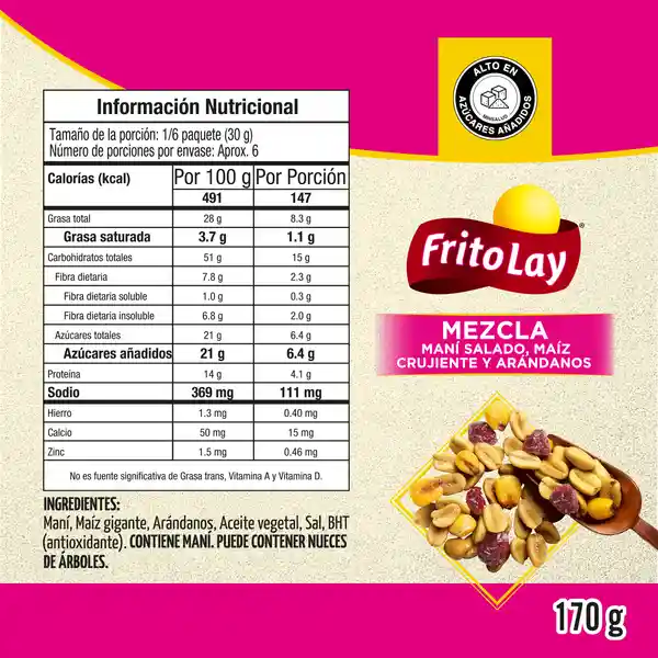 Frito Lay Mezcla Arandanos Mani Salado y Crujiente 170 g