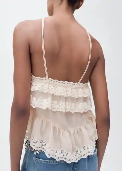 Top Carino Rosa Pastel Talla M Mujer Mango