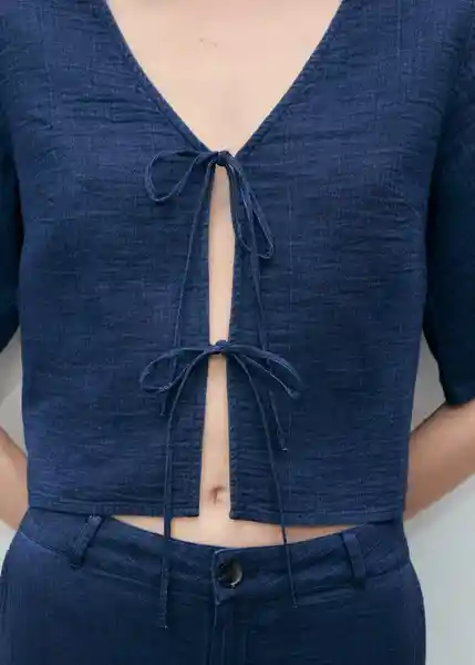 Top Naxos Azul Noche Talla S Mujer Mango