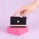 Tarjetero Negro Con Franja Rosa Miniso