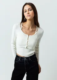 Buzo Tejido Mujer Crudo Marfil Claro Talla L 482G015 Naf Naf