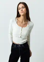 Buzo Tejido Mujer Crudo Marfil Claro Talla L 482G015 Naf Naf