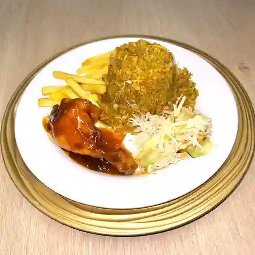 Arroz chino con pollo bbq