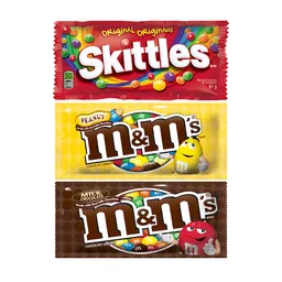 Skittles M&Ms Chocolate + M&Ms Chocolate Maní + Caramelo