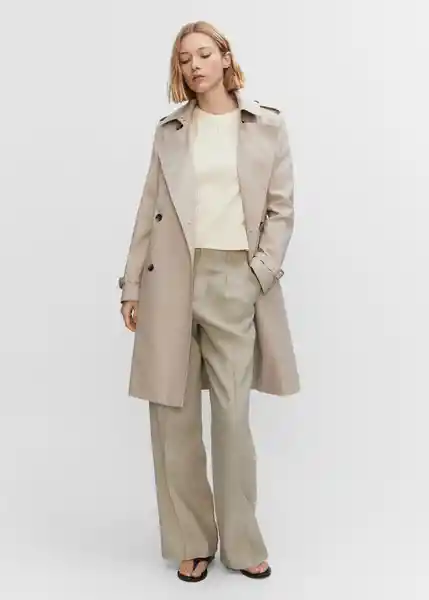 Gabardina Trench Polana Piedra Talla 18 Mujer Mango