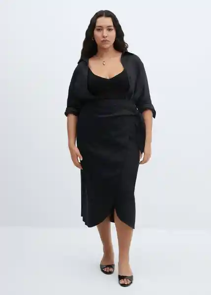 Falda Pareo Negro Talla L Mujer Mango