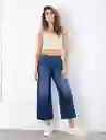 Jean Culotte Tiro Alto Azul Índigo Oscuro Talla 12 Mujer Naf Naf