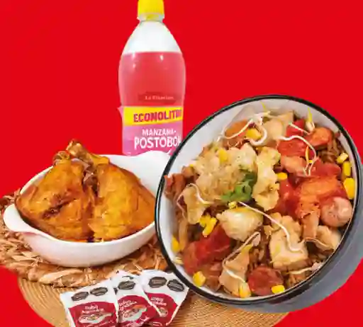  Combo X3 Arroz Paisa + presas de Pollo + Gaseosa 1 lt 