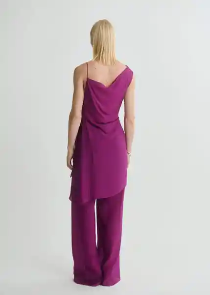 Top Floris Morado Talla L Mujer Mango