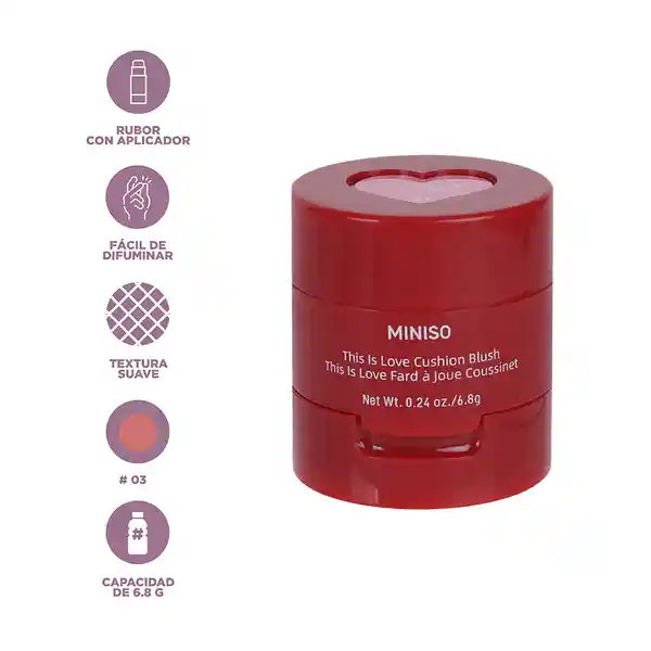 Rubor Con Aplicador de Esponja This is Love 03 Miniso
