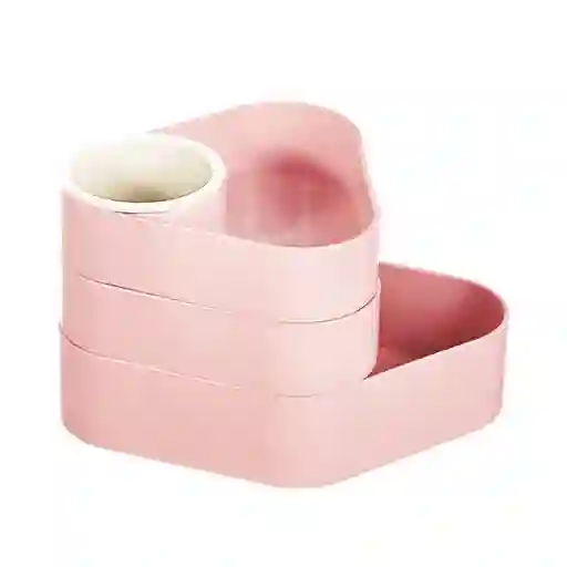 Organizador Plástico Giratorio de 3 Compartimentos Rosa Miniso