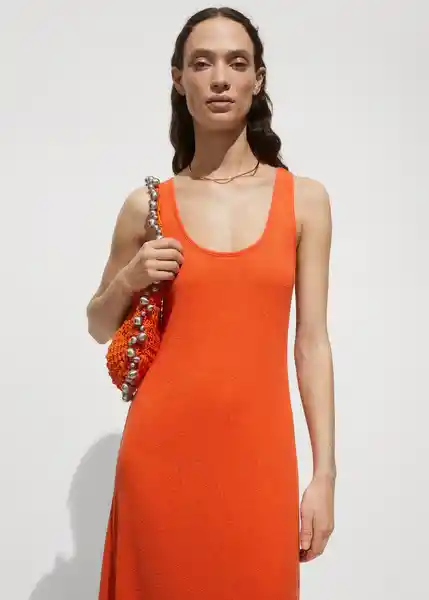 Vestido Mint Naranja Talla XS Mujer Mango