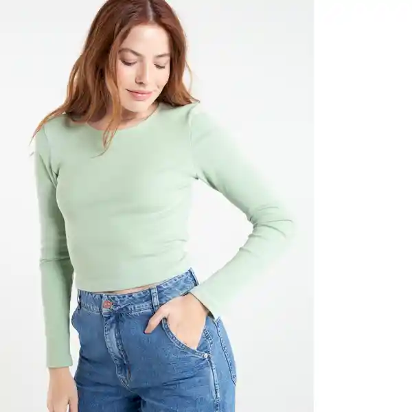 Camiseta Mujer Color Verde Escarchado Claro Talla S Naf-Naf 