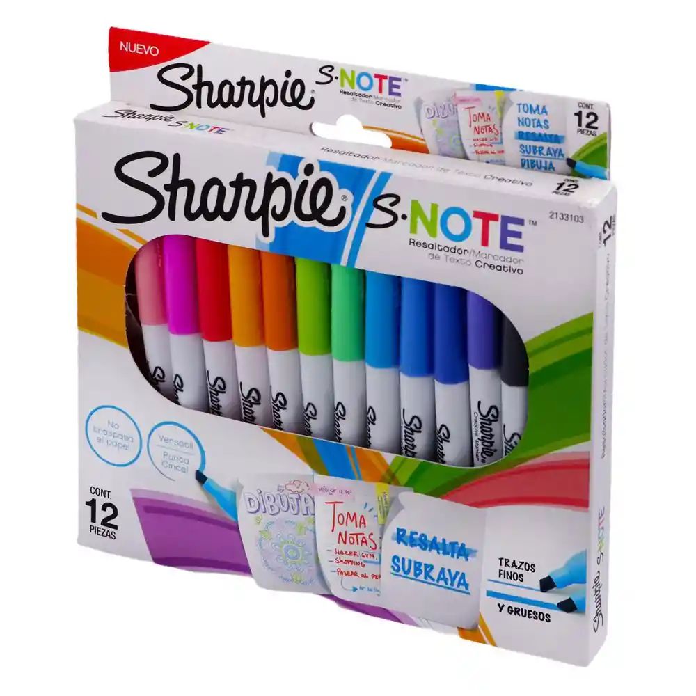 Sharpie Resaltador S-Note Pastel Caja X 12