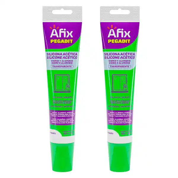 Afix Pack Silicona Vidrio / Aluminio Transparente