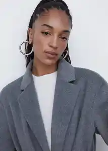Abrigo Batin Gris Talla XL Mujer Mango