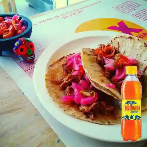 Combo Tacos de Cochinita Pibil + Colombiana 400 ml