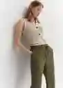 Pantalón Fluido Khaki Talla L Mujer Mango