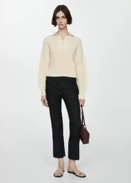 Pantalón Santori Negro Talla 38 Mujer Mango