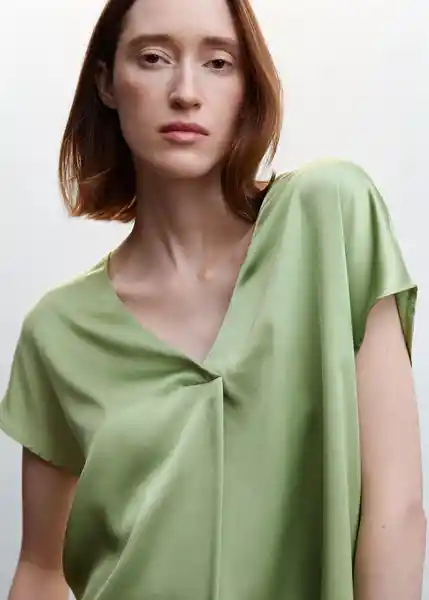 Camiseta Bili Verde Talla M Mujer Mango