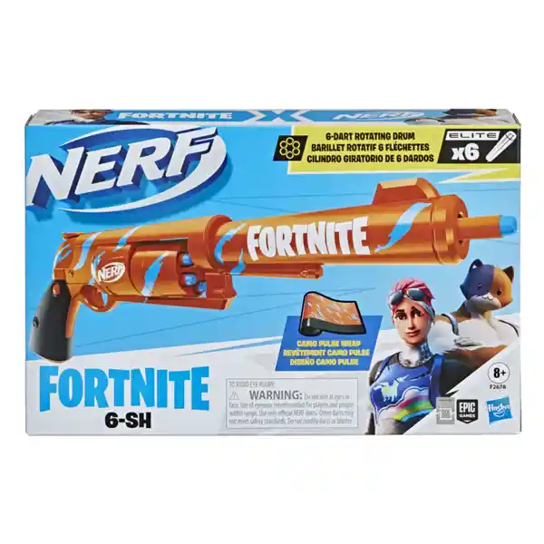 Nerf Lanzador Fortnite 6-Sh Pulso de Camuflaje