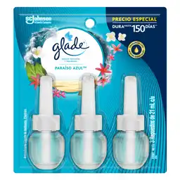 Glade Ambientador Aceites Naturales Repuesto x3 Aroma Paraíso Azul