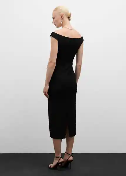 Vestido Fresa Negro Talla M Mujer Mango