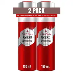 Desodorante Antitranspirante Hombre Old Spice Spray Sudor Defense Seco 93 g Pack 2 Unidades