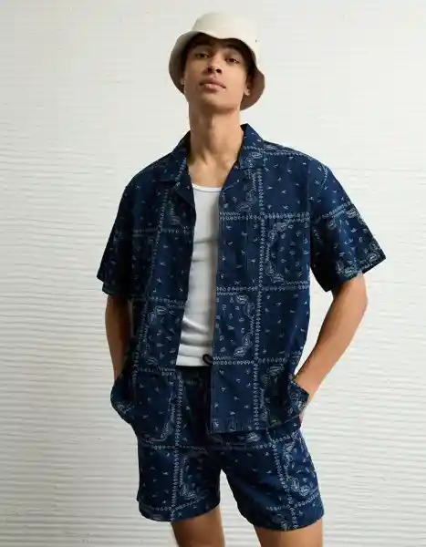 Camisa Hombre Azul Talla Large 2902970 American Eagle
