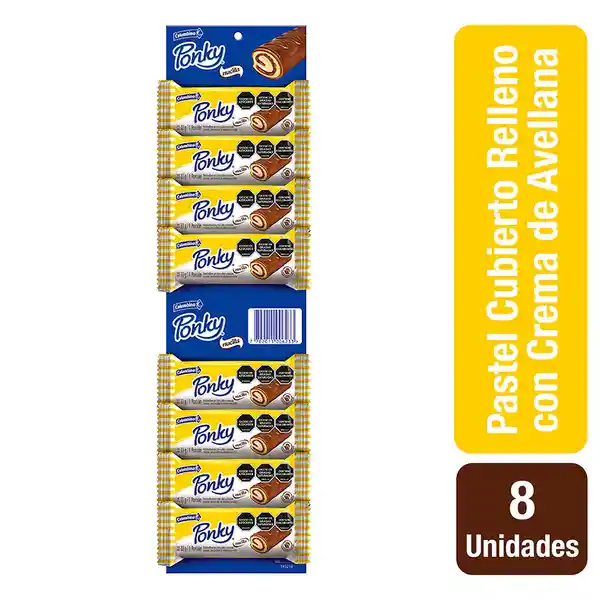 Ponky Nucita Pastel con Crema de Avellana x 8 und