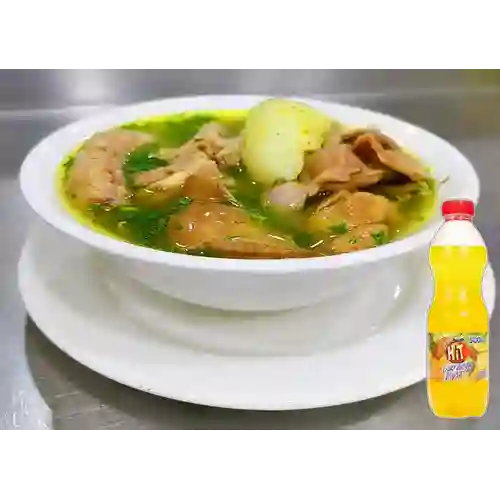 Combo Consomé c/ Menudencias +Hit Naranja Piña 500ml