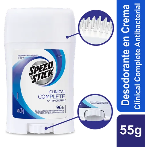 Speed Stick Desodorante Clinical Complete Antibacterial en Crema