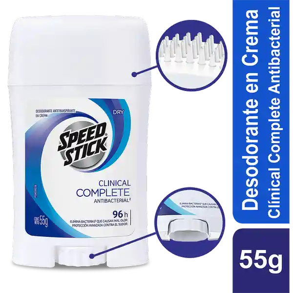 Speed Stick Desodorante Clinical Complete Antibacterial en Crema