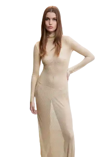 Vestido Victoria Beige Talla S Mujer Mango