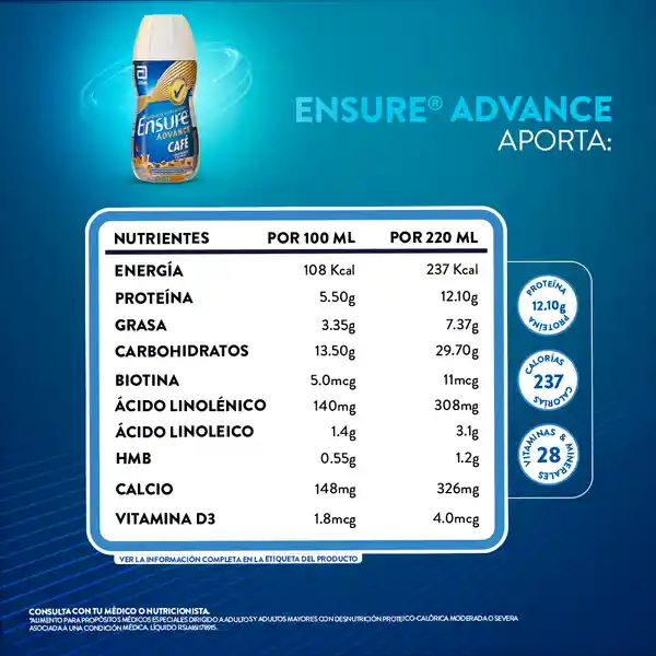 Ensure Advance Café Con Proteína + Hmb Líquido