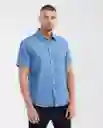 Camisa Denim Corta Azul Lago Primavera Oscuro M Chevignon